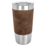 Polar Camel 20 oz. Silver Insulated Leatherette Tumbler with Clear Lid