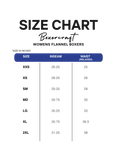 Size chart for Boxercraft Women's Flannel Boxers on a white background